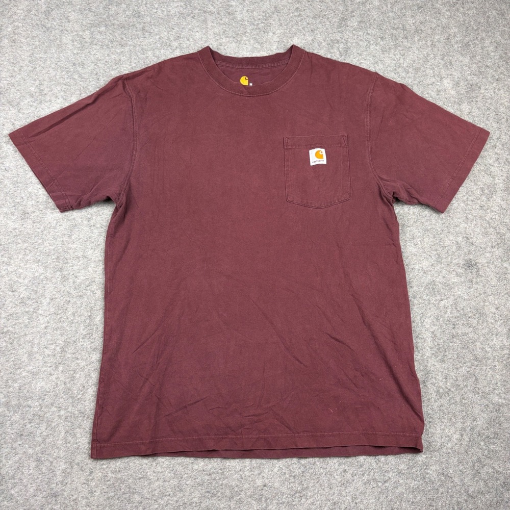 Carhartt Pocket T-Shirt Mens Medium Maroon Original Fit Short Sleeve Workwear